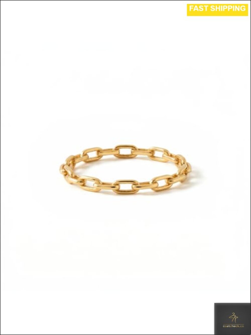 10K Solid Gold Paperclip Chain Ring Dainty Stackable Minimalist Band